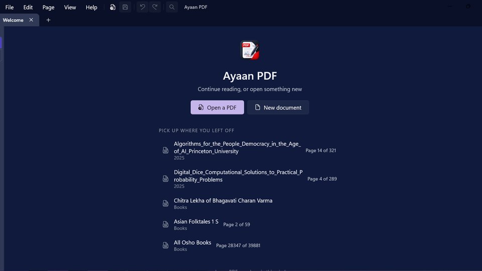 Ayaan PDF with a document open