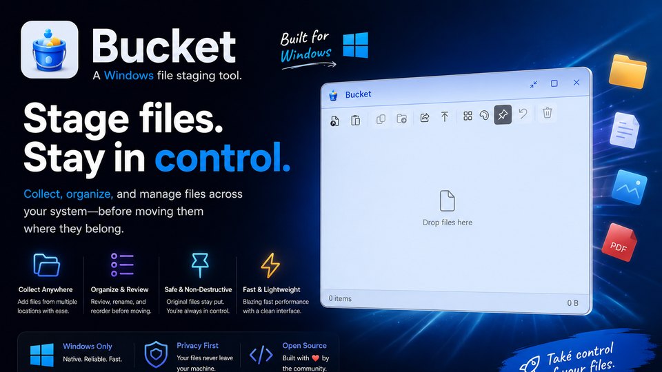 Bucket, a file staging shelf for Windows